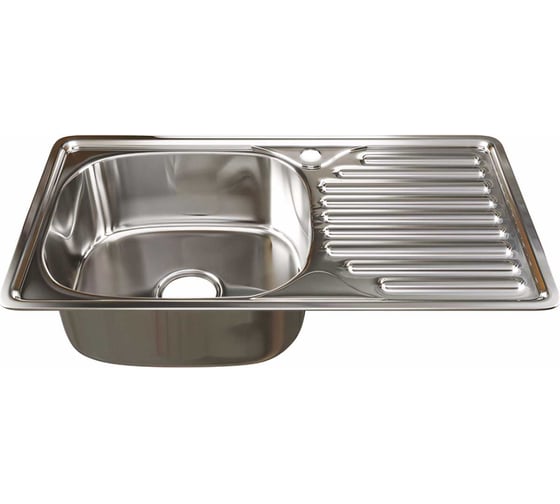 Изображение товара Врезная мойка mixline 42х76х18 см, 0.8, левый выпуск 3 1/2, с сифоном 535614