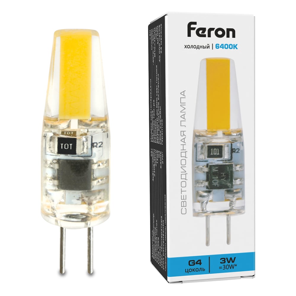 Изображение товара Светодиодная лампа FERON LB-423 G4 3W 230V холодный белый 6400K