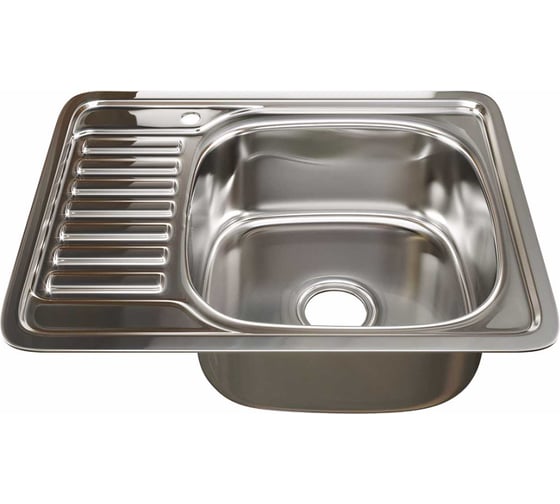 Изображение товара Врезная мойка mixline 48х58х18 см, 0.8, правый выпуск 3 1/2, с сифоном 535618