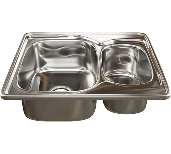 Изображение товара Врезная мойка mixline 50х63х18 см, 0.8, 2-х чаш выпуск 3 1/2, с сифоном 538196