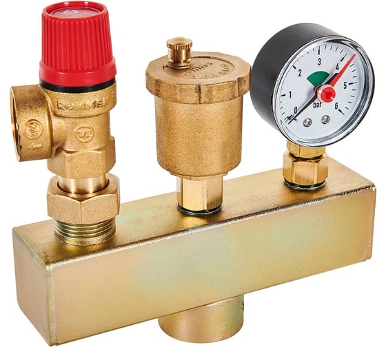 Изображение товара Группа безопасности котла ROMMER 3 бар, 1  (до 50 кВт) (без теплоизоляции) RVS-0004-015025 RG0092LPJR7I9C