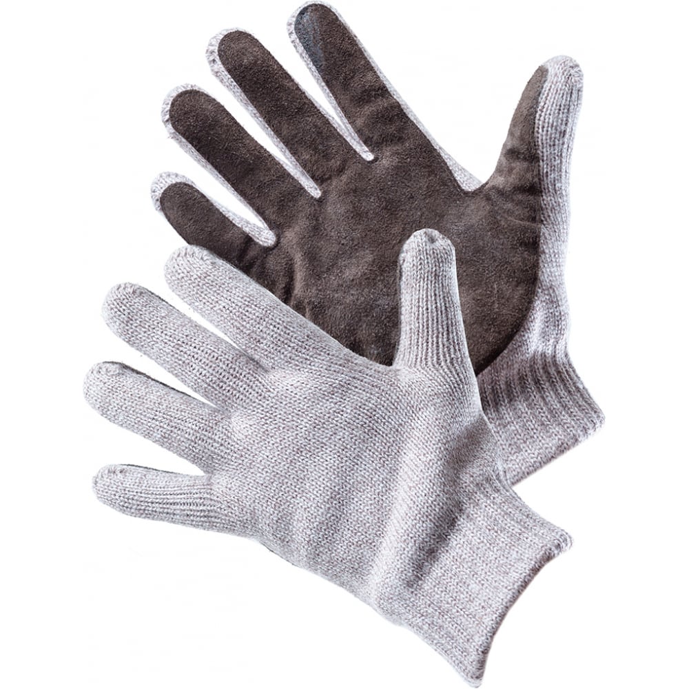 Купить Утепленные полушерстяные перчатки Ампаро, Сахара-Экстра, серый, полушерсть, ПАН, флис, спилок КРС