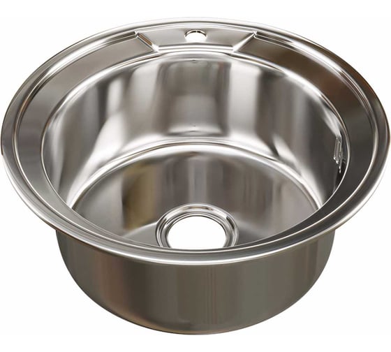 Изображение товара Мойка mixline круглая, 49х49х18 см, 0.8, выпуск 3 1/2, с сифоном 528183