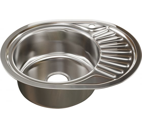 Изображение товара Мойка mixline овальная, 45х57х18 см, 0.8, левый выпуск 3 1/2, с сифоном 533711