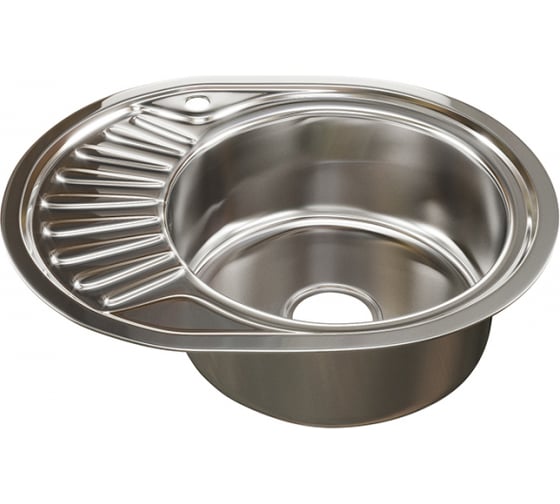 Изображение товара Мойка mixline овальная, 45х57х16 см, 0.6, правый выпуск 3 1/2, с сифоном 528191