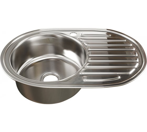 Изображение товара Мойка mixline овальная, 50х77х18 см, 0.8, левый выпуск 3 1/2, с сифоном 533709