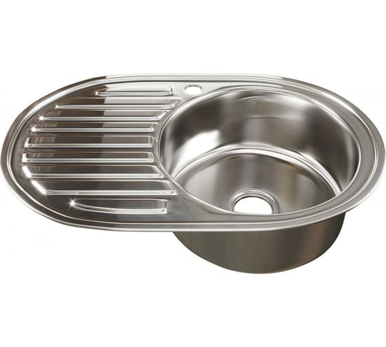 Изображение товара Мойка mixline овальная, 50х77х16 см, 0.6, правый выпуск 3 1/2, с сифоном 528189