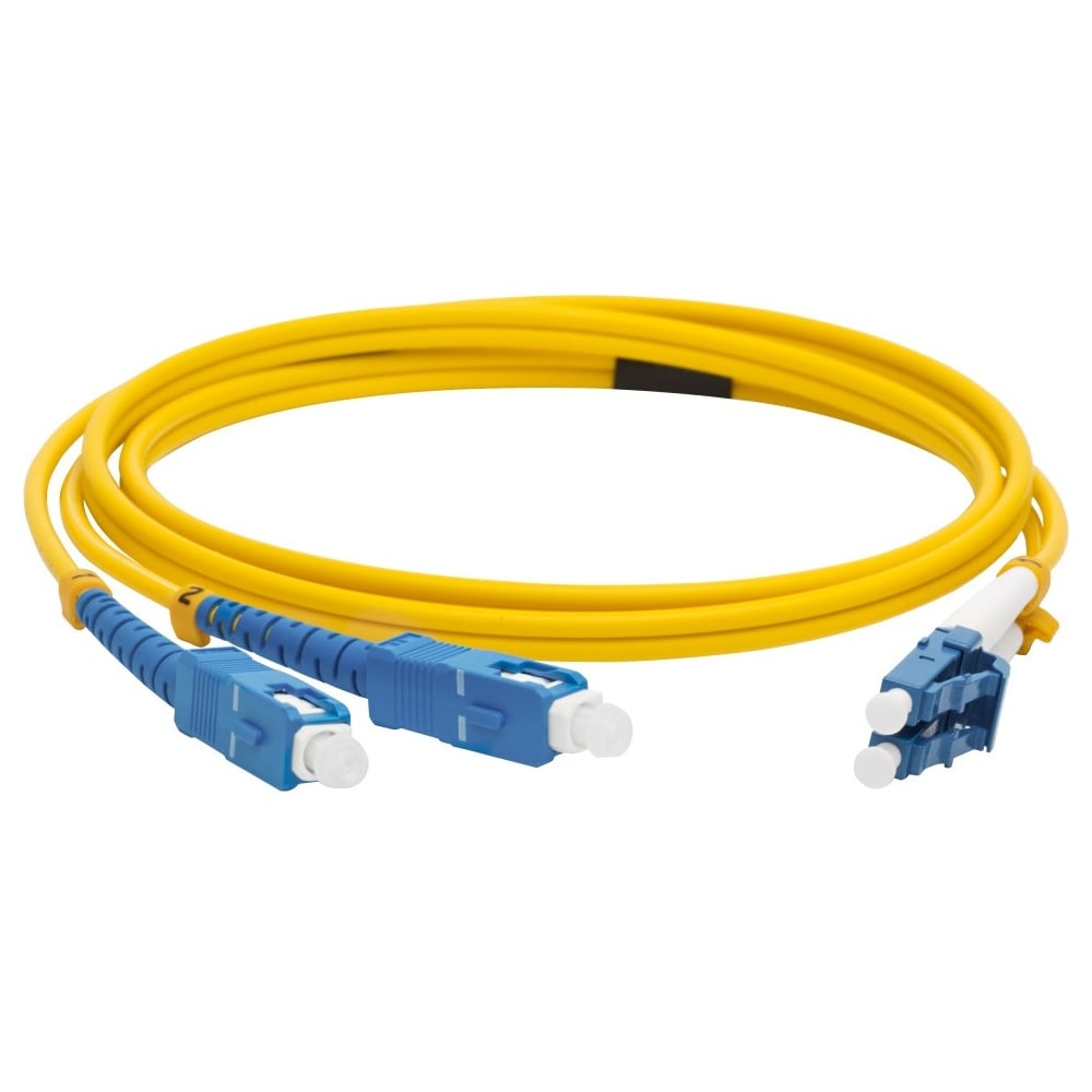 Патч-корд оптический LANMASTER LSZH, дуплексный, LC/UPC-SC/UPC, SM OS2, 10 м LAN-2LC-2SC/SU-10