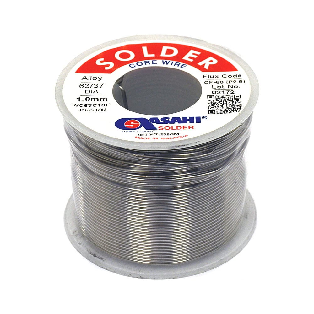 Изображение товара Припой ASAHI 1 мм с флюсом 0.25 кг Sn63/Pb37