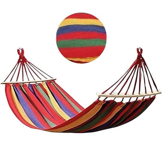 Изображение товара Полотняный гамак Ecos Ham-81 с деревянной планкой, р-р 200х160 см 101181