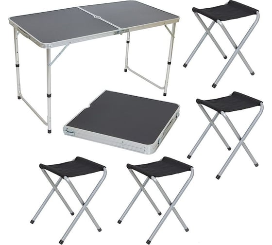 Изображение товара Комплект Ecos Пикник CHO-150-E стол и 4 стула черный 992992