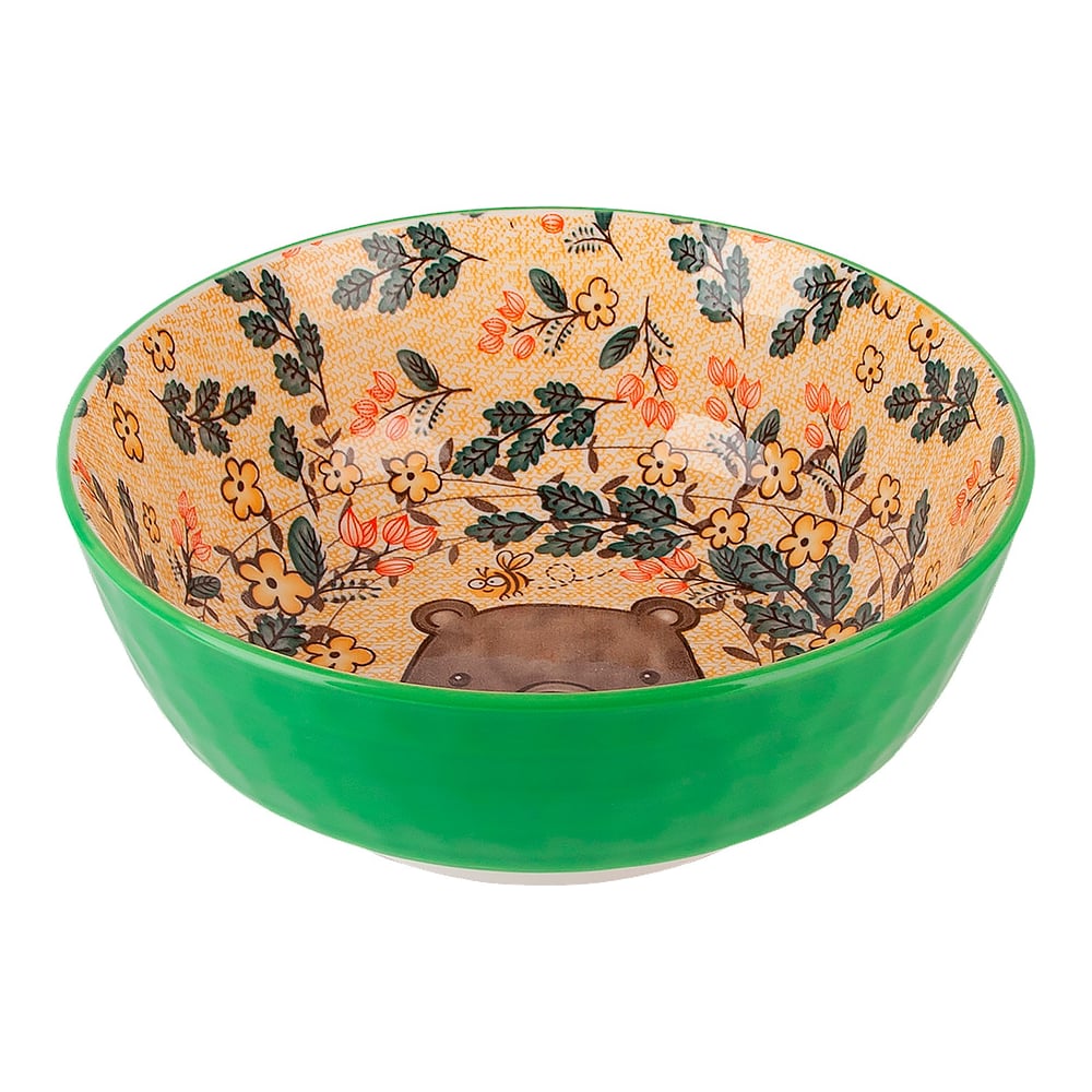 Изображение товара Салатник Nouvelle Kawaii 1500 мл фарфор с рисунком зеленый круглый