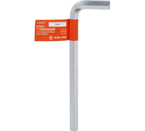 Изображение товара Г-образный шестигранный ключ AIRLINE 12мм длина 188мм ATAM109