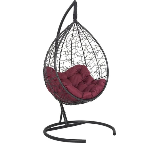 Изображение товара Подвесное кресло-кокон Лаура SEVILLA RELAX черное + каркас, подушка бордовая SEV-5 104