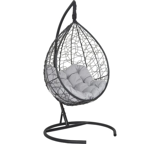 Изображение товара Подвесное кресло-кокон Лаура SEVILLA RELAX черное + каркас, подушка светло-серая SEV-5 111