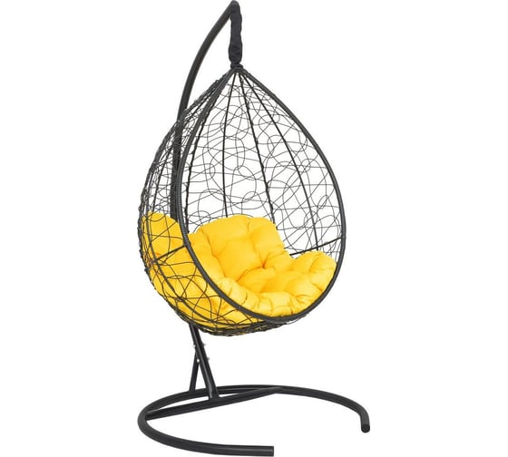 Изображение товара Подвесное кресло-кокон Лаура SEVILLA RELAX черное + каркас, подушка жёлтая SEV-5 108