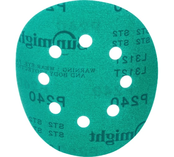 Изображение товара Круг шлифовальный FILM L312TV (100 шт; 125 мм; на липучке; 8 отв; зелёный; P240) SUNMIGHT 53212