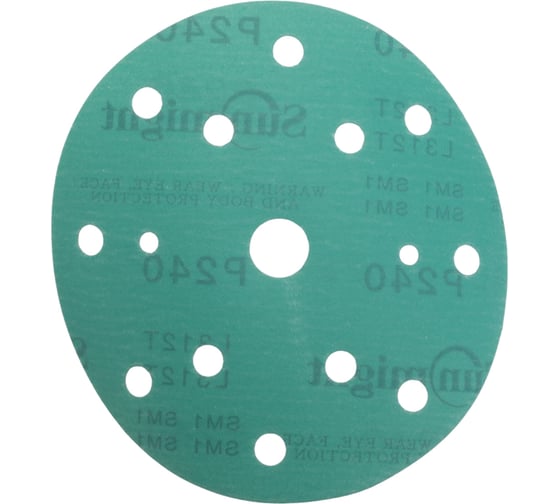 Изображение товара Круг шлифовальный FILM L312TV (100 шт; 150 мм; на липучке; 15 отв; зелёный; P240) SUNMIGHT 53012