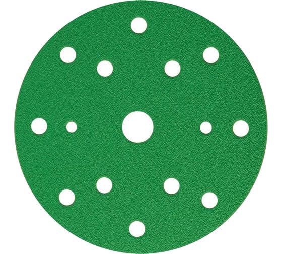 Изображение товара Круг шлифовальный FILM L312T (5 шт; 150 мм; на липучке; 15 отв; зелёный; Р40) SUNMIGHT 53003R