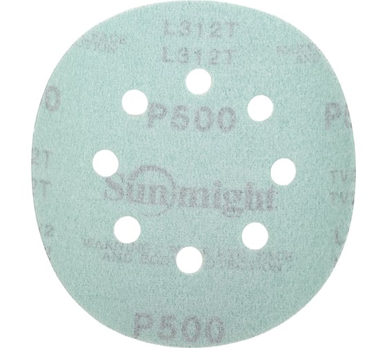 Изображение товара Круг шлифовальный FILM L312TV (100 шт; 125 мм; на липучке; 8 отв; зелёный; P500) SUNMIGHT 53217
