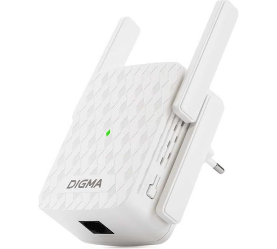 Изображение товара Повторитель беспроводного сигнала DIGMA D-WR310 (D-WR310V2) N300 Wi-Fi белый 1995713