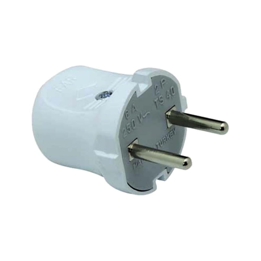 Изображение товара Вилка евро FAR F16 без заземления белая высокая надежность