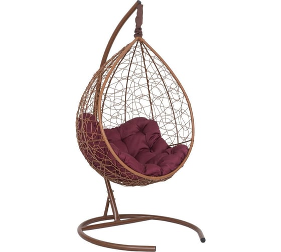 Изображение товара Подвесное кресло-кокон Лаура SEVILLA RELAX горячий шоколад+ каркас, подушка бордовая SEV-5 404