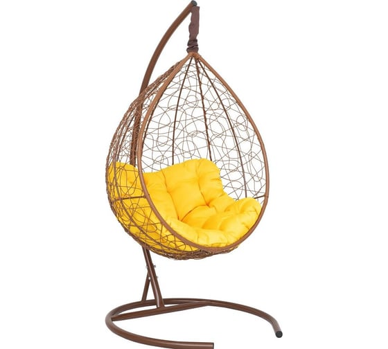 Изображение товара Подвесное кресло-кокон Лаура SEVILLA RELAX горячий шоколад+ каркас, подушка жёлтая SEV-5 408