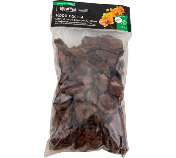 Изображение товара Субстрат кора сосны ручной нарезки EffectBio BioLine ХLarge 30-50 мм, 1.2 л 4603735996882