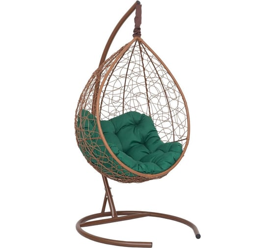 Изображение товара Подвесное кресло-кокон Лаура SEVILLA RELAX горячий шоколад+ каркас, подушка зеленая SEV-5 403