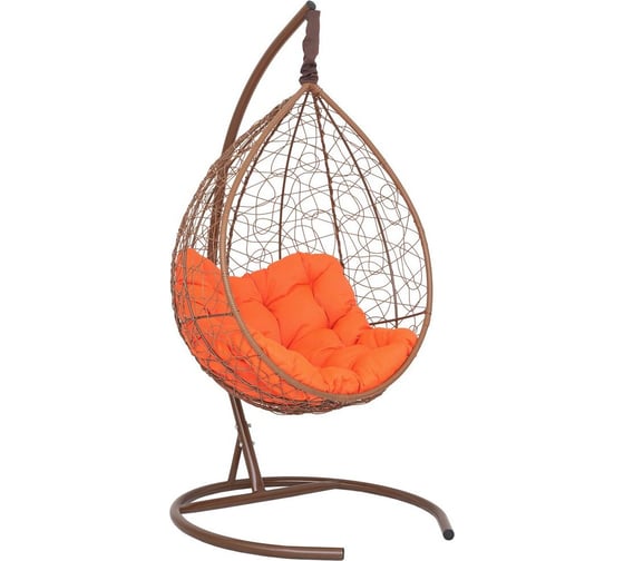 Изображение товара Подвесное кресло-кокон Лаура SEVILLA RELAX горячий шоколад+ каркас, подушка оранжевая SEV-5 413