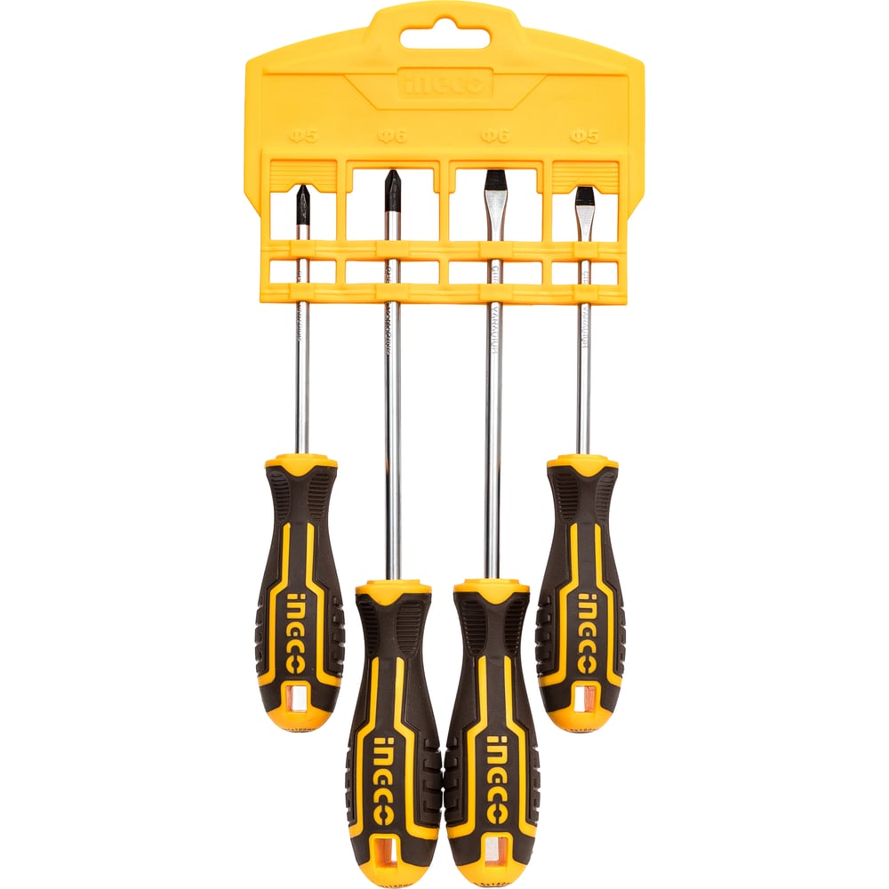 Изображение товара Набор отверток INGCO 4 шт SL PH с магнитными наконечниками HKSD0428