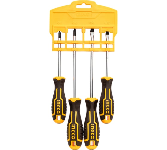 Изображение товара Набор отверток INGCO  4 шт, SL,PH, магнитный наконечник HKSD0428