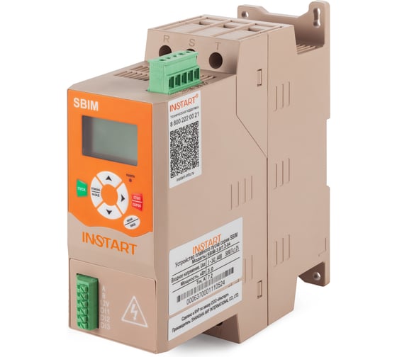 Изображение товара Устройство плавного пуска INSTART SBIM-4.0/9-04 4.0кВт 9.0А, 3 ~ 400 (380)B, IP20, байпас встроен 63800
