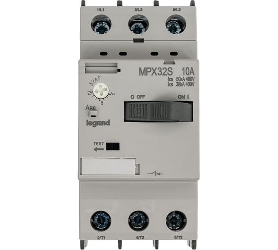 Изображение товара Автоматический выключатель Legrand для защиты электродвигателей MPX³ T32S 10A 50kA 417310
