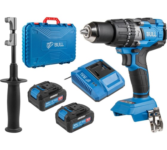 Изображение товара Аккумуляторная дрель-шуруповерт BULL SR 1805 в чем. XLTpro, 2x4 А*ч, БЕСЩЕТ., 18 В, 120 Н*м, БЗП(мет.) 13 мм 1329603 ЦЗ-0671421240