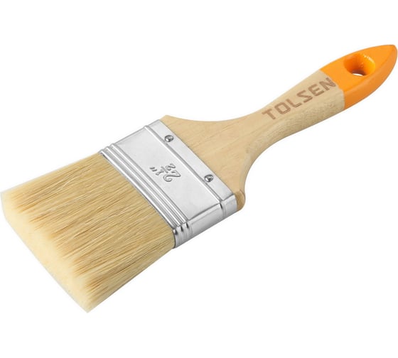 Изображение товара Плоская кисть TOLSEN 1.5", смешанная щетина 44x12 мм, деревянная ручка, хром. оправка 40122
