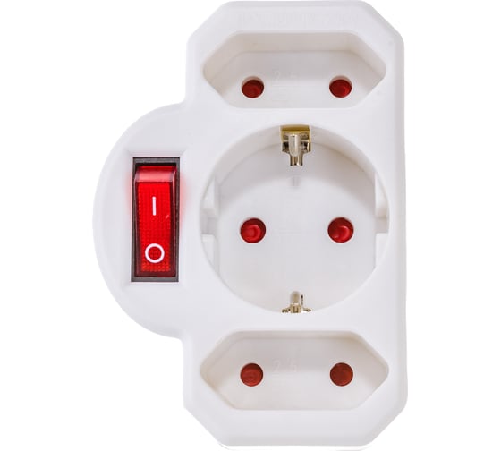 Изображение товара Разветвитель Navigator 94 698 NAD-3-R2F-WH 3 гнезда в ряд, 1 гнездо с заземлением, 2 гнезда без заземления 94698