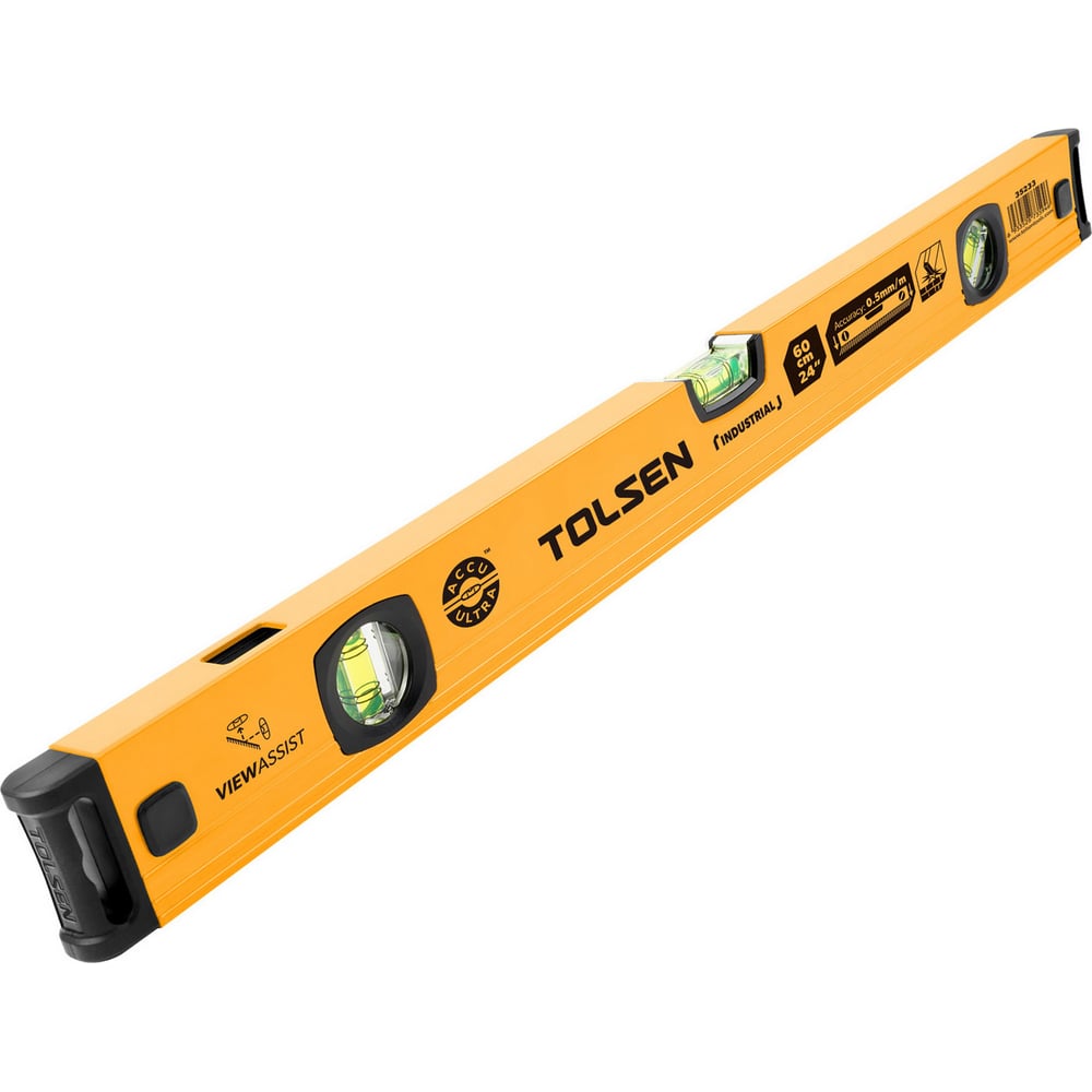 Изображение товара Пузырьковый уровень TOLSEN Industrial 180 см 3 глазка фрезер, монтажный