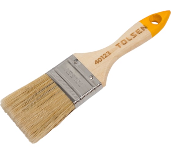 Изображение товара Плоская кисть TOLSEN 2", смешанная щетина 51x14.5 мм, деревянная ручка, хром. оправка 40123