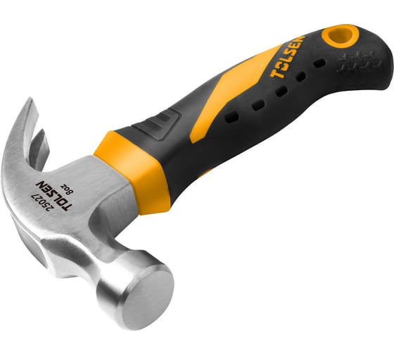 Изображение товара Молоток-гвоздодёр TOLSEN мини 225 г, фиберглас. рукоятка GRIPro 25027