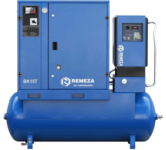 Изображение товара Винтовой компрессор Remeza ВК15Т-16-500Д2 на ресивере, с рефрижераторным осушителем и дополнительными фильтрами УТ-00004303