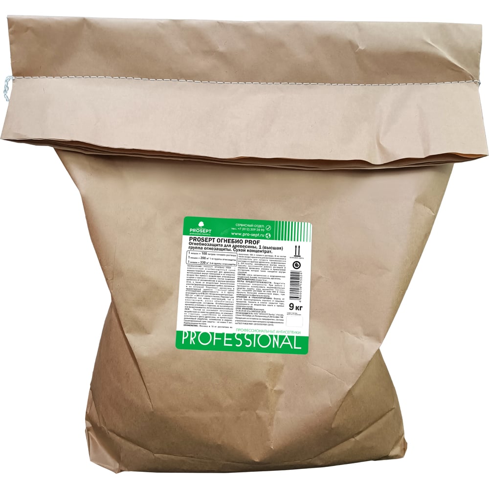 Изображение товара Сухой концентрат огнебиозащиты PROSEPT 9 кг для деревянных поверхностей
