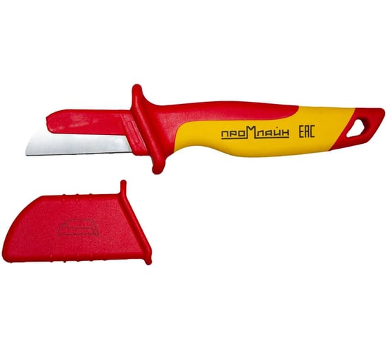 Изображение товара Нож кабельный Промлайн прямой диэлектрический с изолированным лезвием, до 1000В, сталь Cr-v, с двухкомпонентной рукояткой, ПЛ025030450_z024