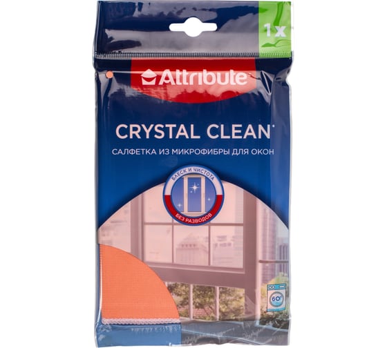 Изображение товара Салфетка Attribute Crystal Clean из микрофибры, для окон ACR121