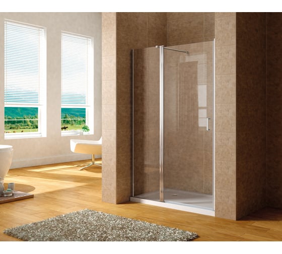 Изображение товара Дверь в нишу Aquanet 1200 мм, хром, прозрачная, 6 мм  AE12-N-120H190U-CT Cinetic 00243621