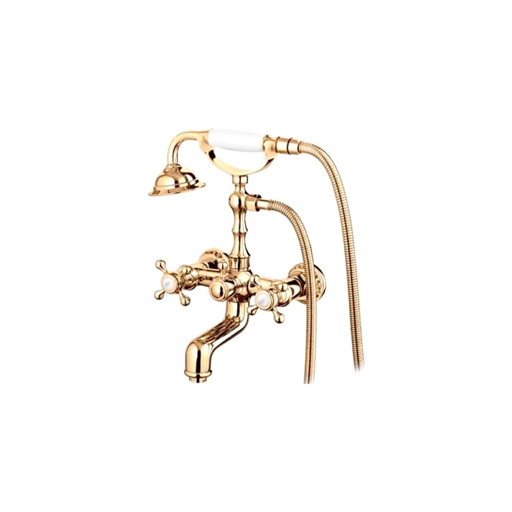 Изображение товара Смеситель для ванны GERHANS K13001G двухрычажный с поворотным изливом золото