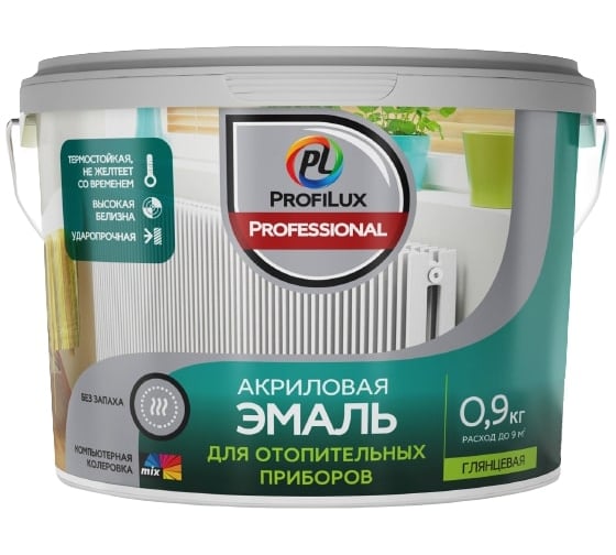 Изображение товара Акриловая эмаль Profilux для отопительных приборов 0,9 кг МП00 000030