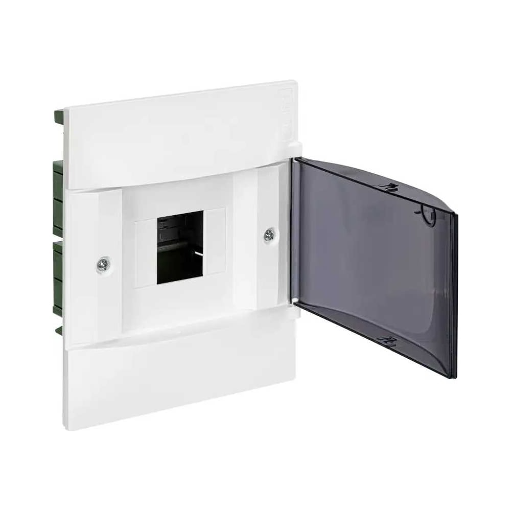 Изображение товара Пластиковый щиток Legrand Practibox S встраиваемый (в полые стены) 1x4 Дымчатая дверь 134574