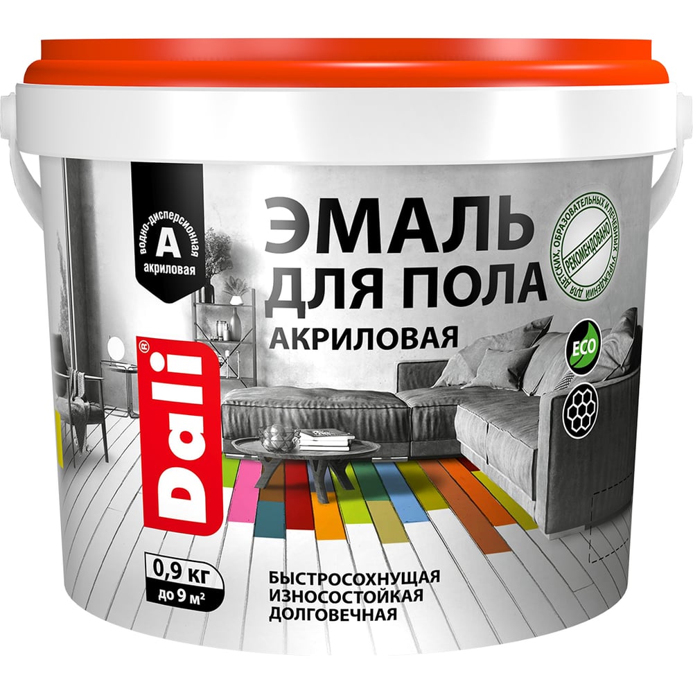 Изображение товара Эмаль для пола DALI акриловая база C 0.9 кг быстросохнущая влагостойкая